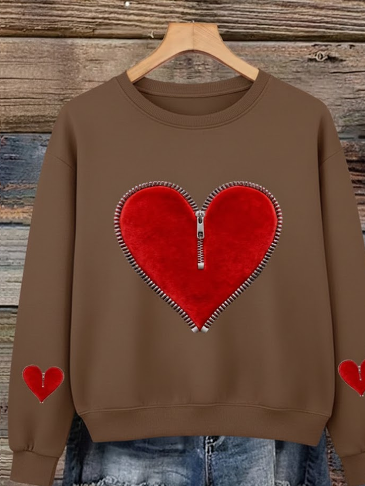 Heart/Cordate Casual Loose Printing Sweatshirt