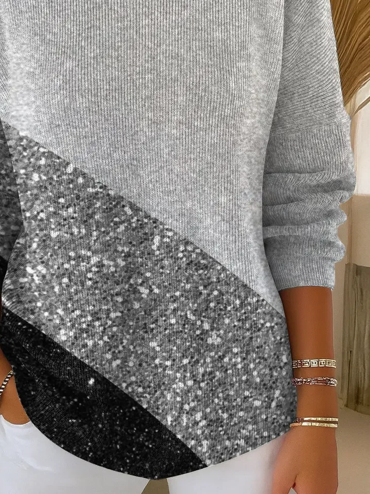 Casual Printing Crew Neck Abstract Sweater