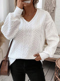 Plain Vintage Loose Fashionable And Casual Solid Color V-neck Warm Loose Long-sleeved Sweatshirt