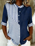Geometric Elegant Cotton And Linen Shirt