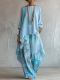 Casual Cotton-Linen Floral Vacation Set