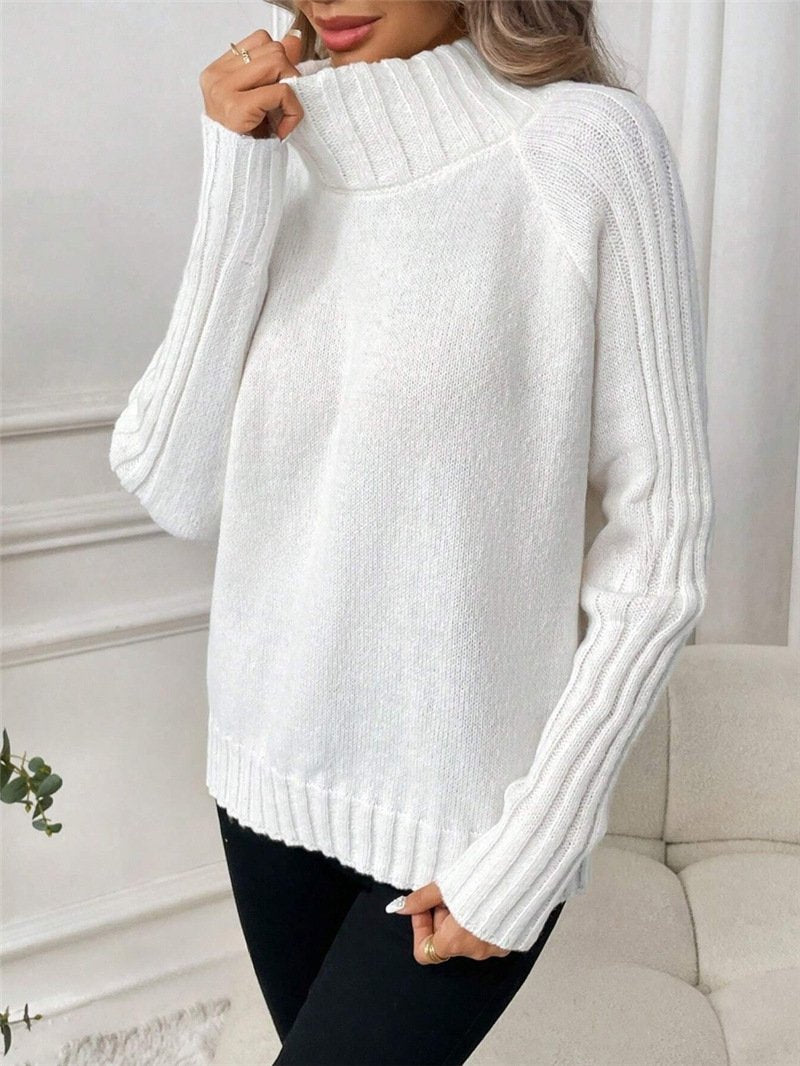Split Joint Mock Neck Wool/Knitting Urban Sweater