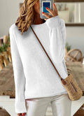 Women's Solid Color Long-Sleeved Round Neck Pullover Thin Knitted Bottoming Shirt