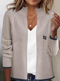 Women's Elegant Knitted Cardigan Jacket Long Sleeve Casual Zipper Sweater