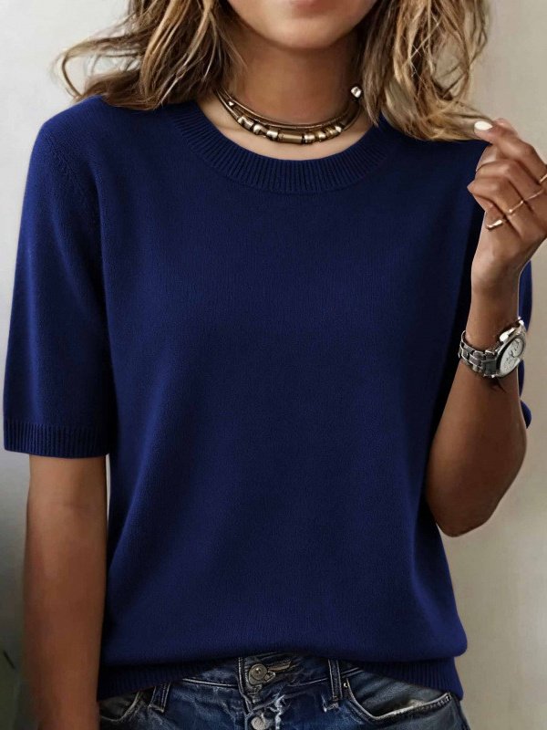 Loose Plain Street Split Joint Sweater