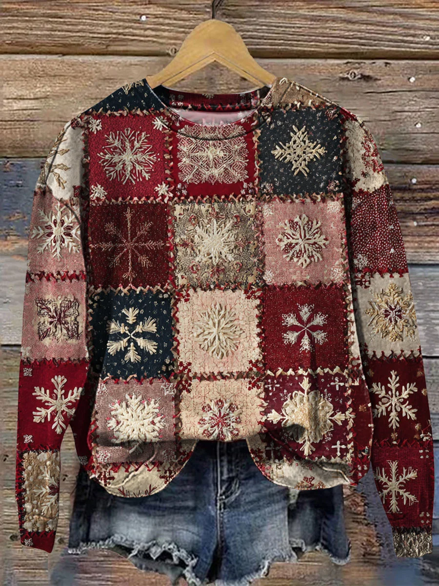 Printing Christmas Crew Neck Casual Sweatshirt