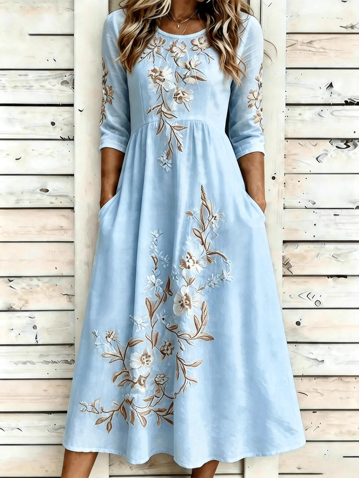 White Floral Print A-Line Maxi Dress with Flattering Short Sleeves