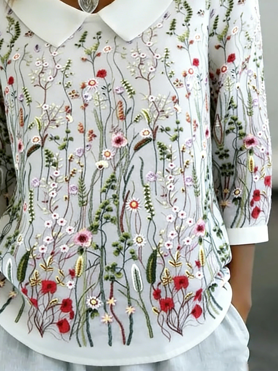Elegant Shawl Collar Loose 3D Printing Shirt