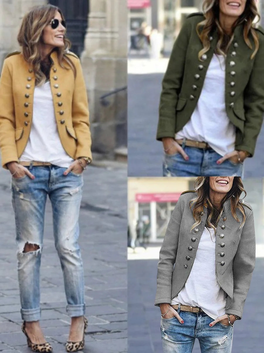 Shawl Collar Split Joint Simple Plain Jacket