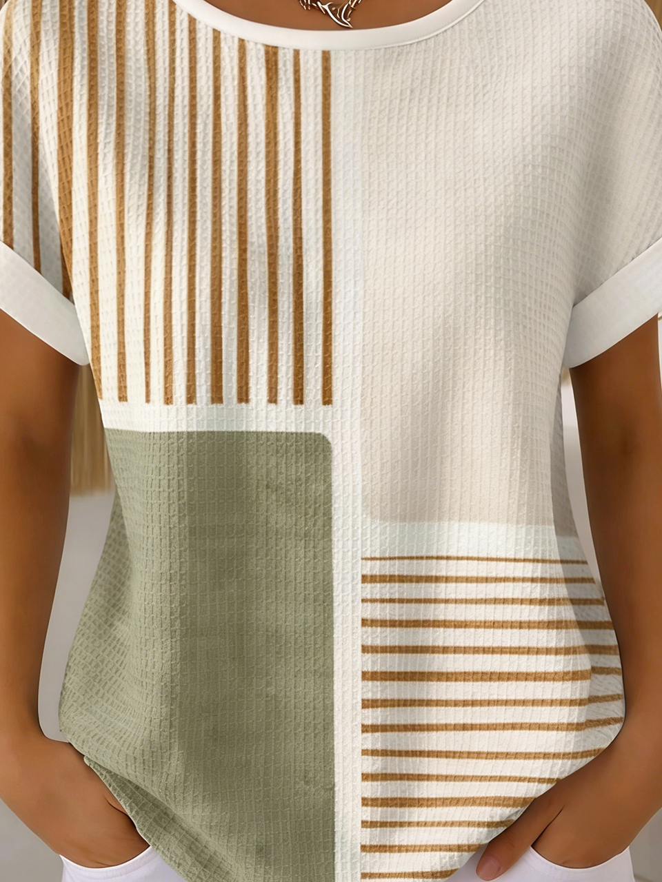 Loose Casual Others Geometric T-Shirt