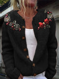Knitted 3D Printing Casual Regular Fit Cardigan
