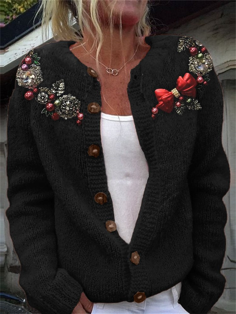 Knitted 3D Printing Casual Regular Fit Cardigan