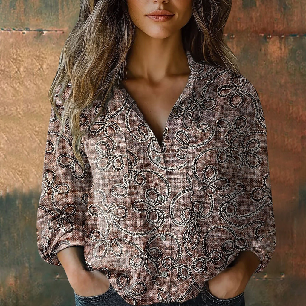 Shawl Collar Geometric Loose Simple Shirt