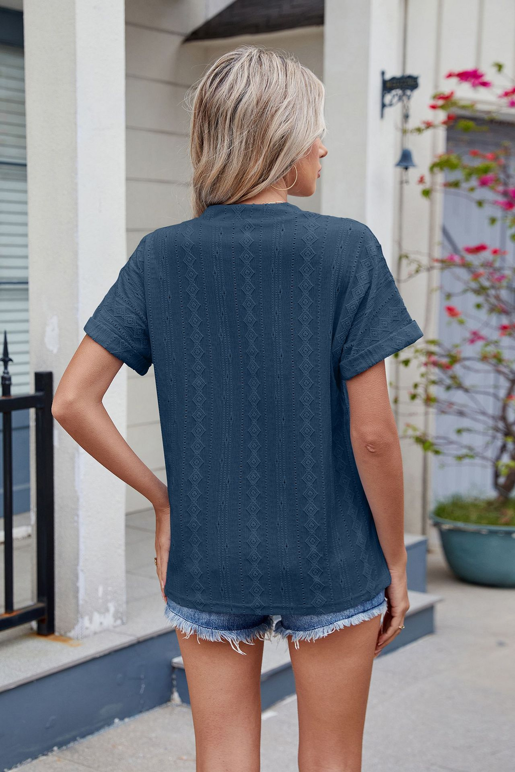 Polyester Cotton V Neck Elegant Casual Blouse