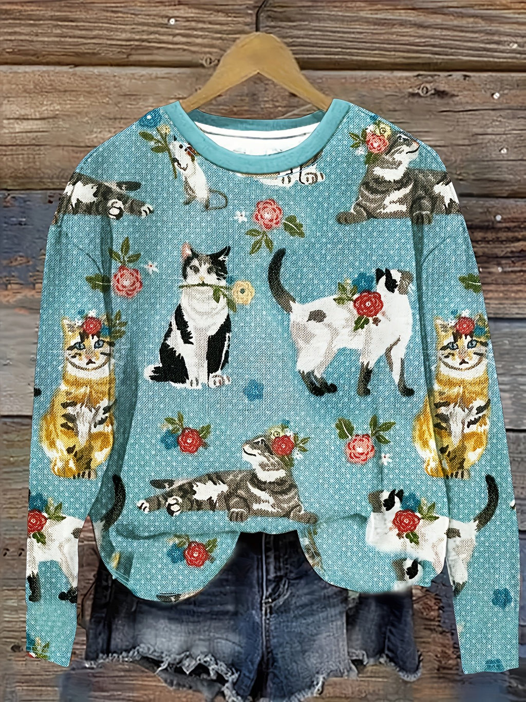 Regular Women's Animal Print Loose Long Sleeve T-Shirt