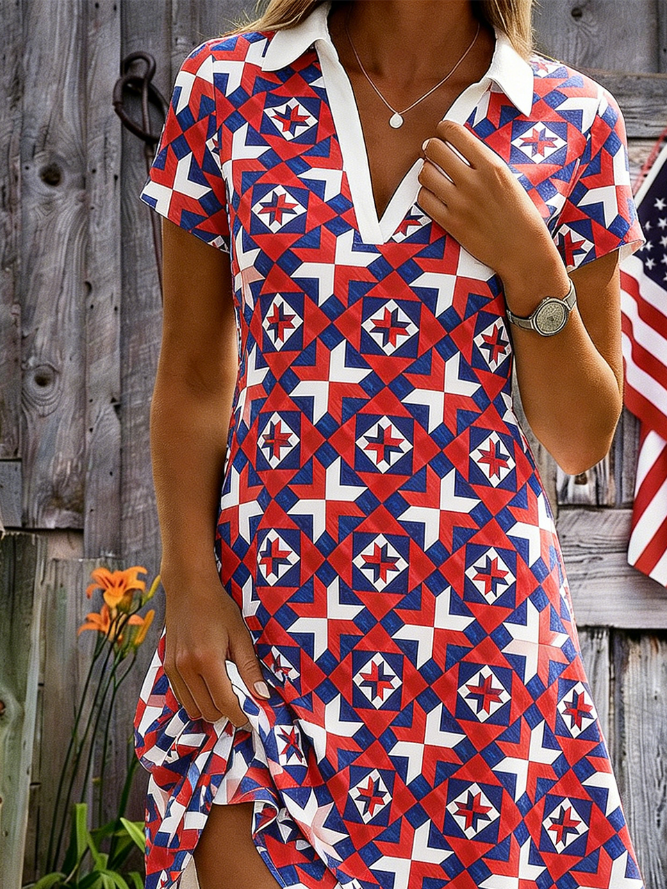 Casual Shawl Collar Shirt Dress With No
