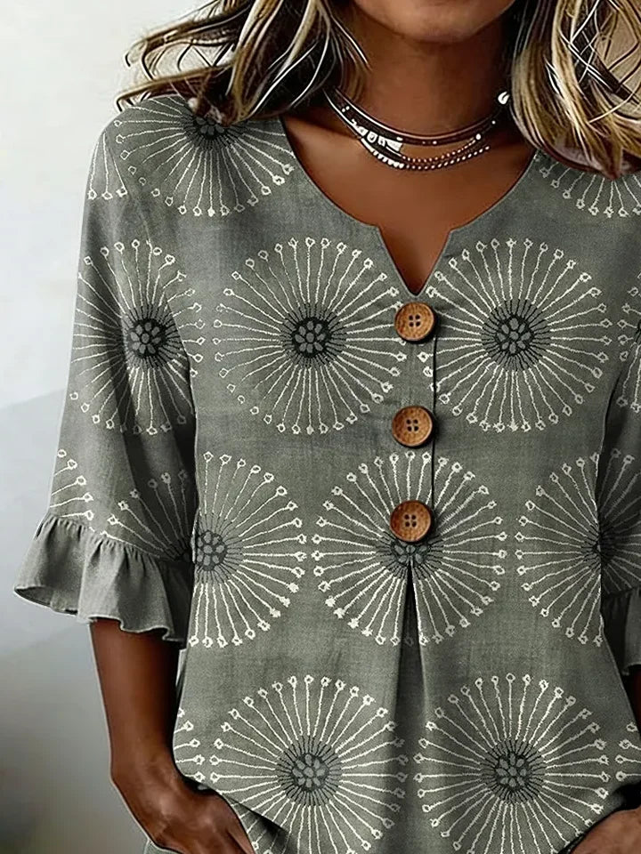 Women's Half Sleeve Blouse Summer As Picture Abstract Printing V Neck Daily Going Out Vintage Top