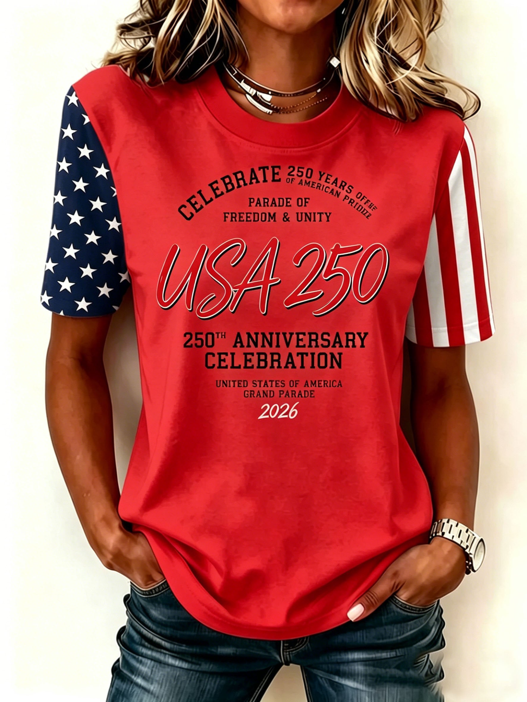 Women's 250th Anniversary Of The Founding Of the United States Eagle Old Glory Cotton Vintage Short Sleeve Round Neck 3D Printing Aemerica Flag Daily Going Out Casual T-Shirt Independence Day