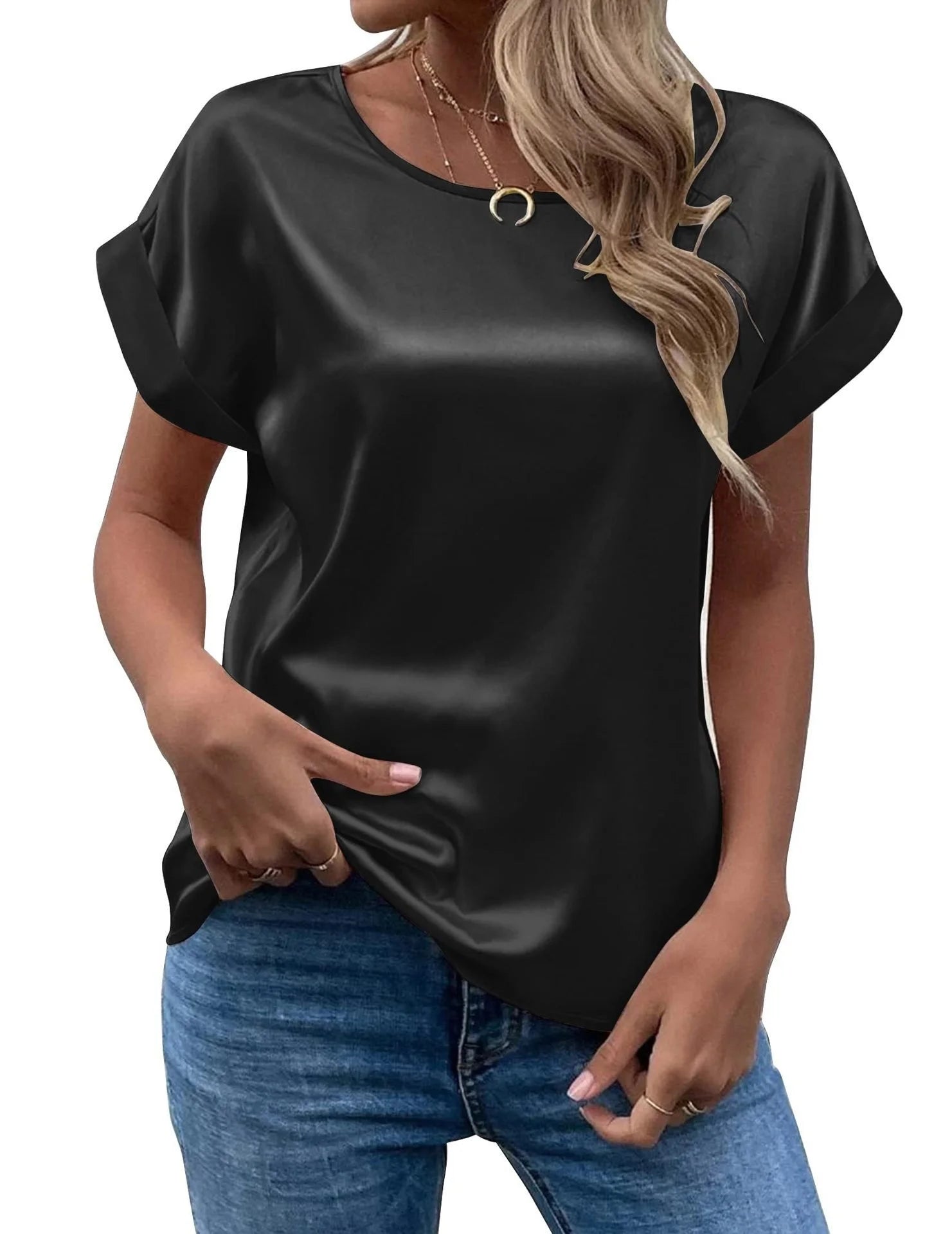 Casual Loose Plain Crew Neck T-Shirt