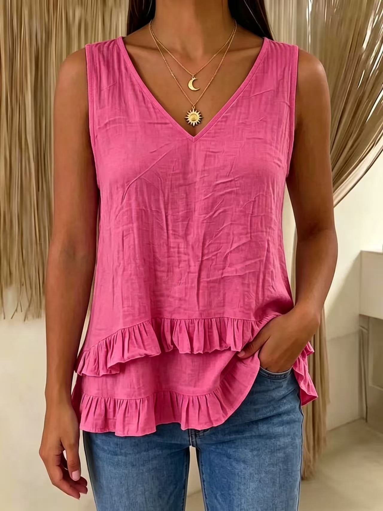 Loose Plain Vintage Cotton-Blend T-Shirt
