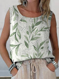 Women's Sleeveless Tank Top Summer White Floral Printing Crew Neck Daily Going Out Casual Top