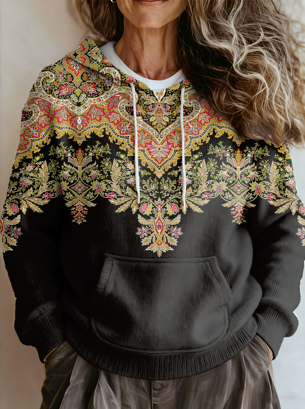 Ethnic Loose Ethnic Hoodie Sweater