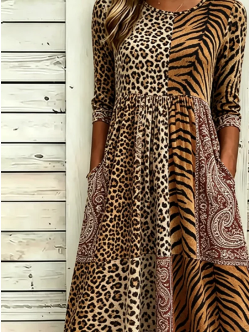 Loose Leopard Others Elegant Dress With No