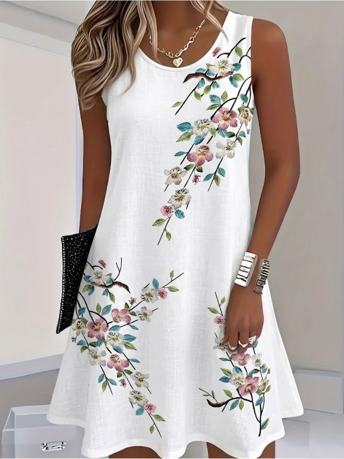 Casual Regular Fit Floral Dress With No