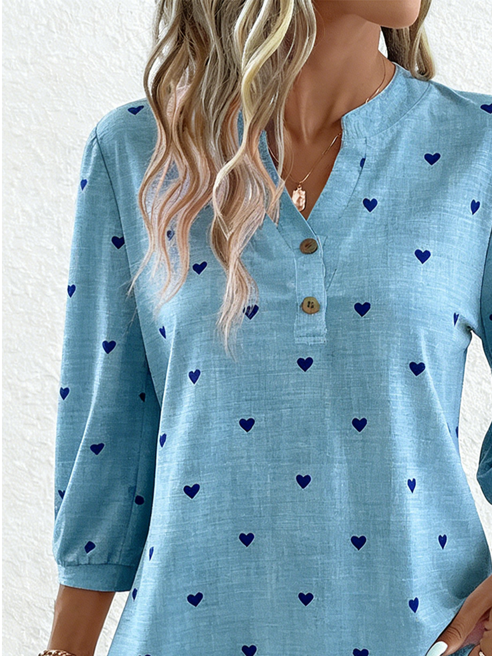 Geometric Elegant Cotton V Neck T-Shirt