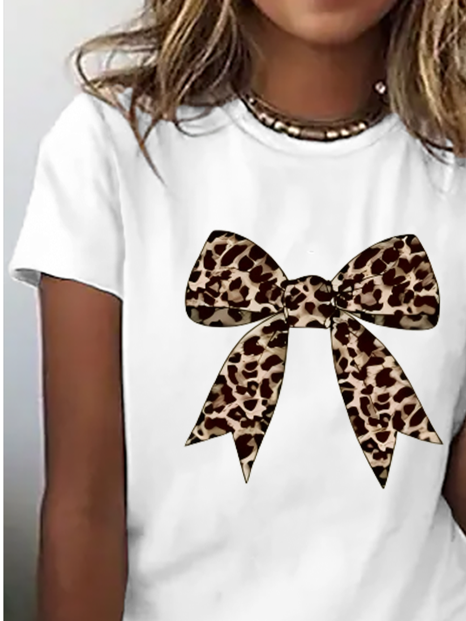 Leopard Casual Crew Neck Loose T-Shirt