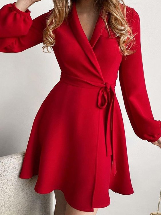 Women's Long Sleeve Spring/Fall Black Floral Split Joint V Neck Daily Going Out Vintage Mini A-Line Hip Skirt Dress