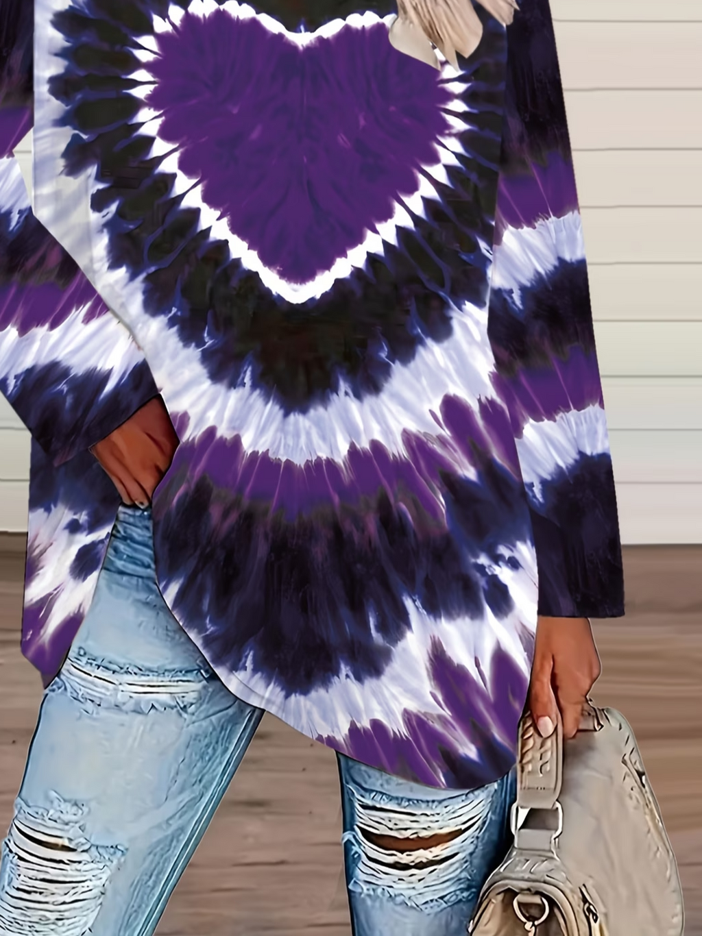 Women's Long Sleeve T-shirt Spring/Fall Purple Heart/Cordate Printing Jersey Crew Neck Daily Going Out Casual Top