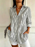 Vintage Abstract Graphic Print Shawl Collar Linen Blend Casual Shirt
