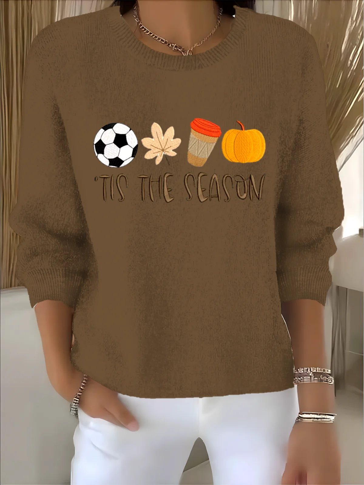 Women's Fall Festival Pullover Sweater with Prints