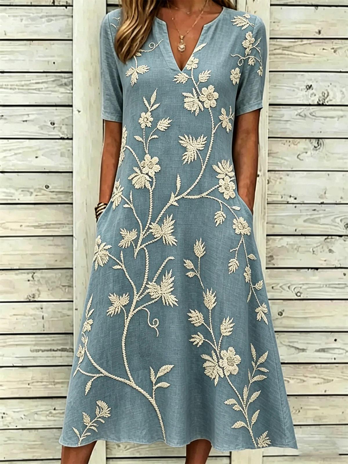 Others Loose Floral Elegant Dress With No