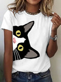 Tuxedo Cat Is Watching You Cotton T-shirt
