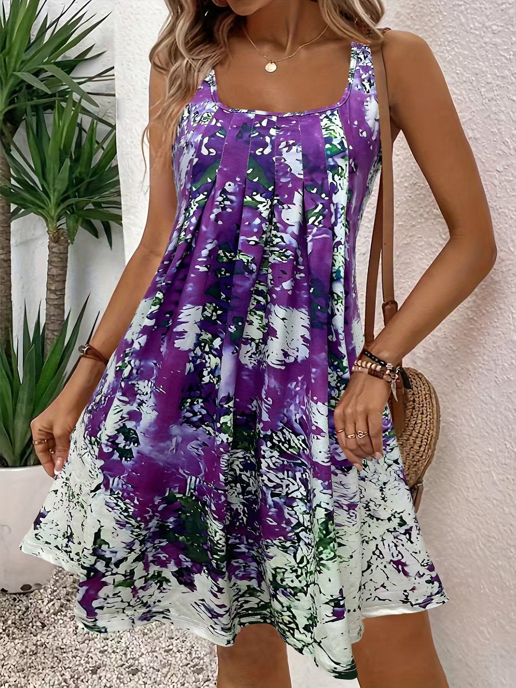 Abstract Print Casual U-Neck Summer Going Out Casual Dress