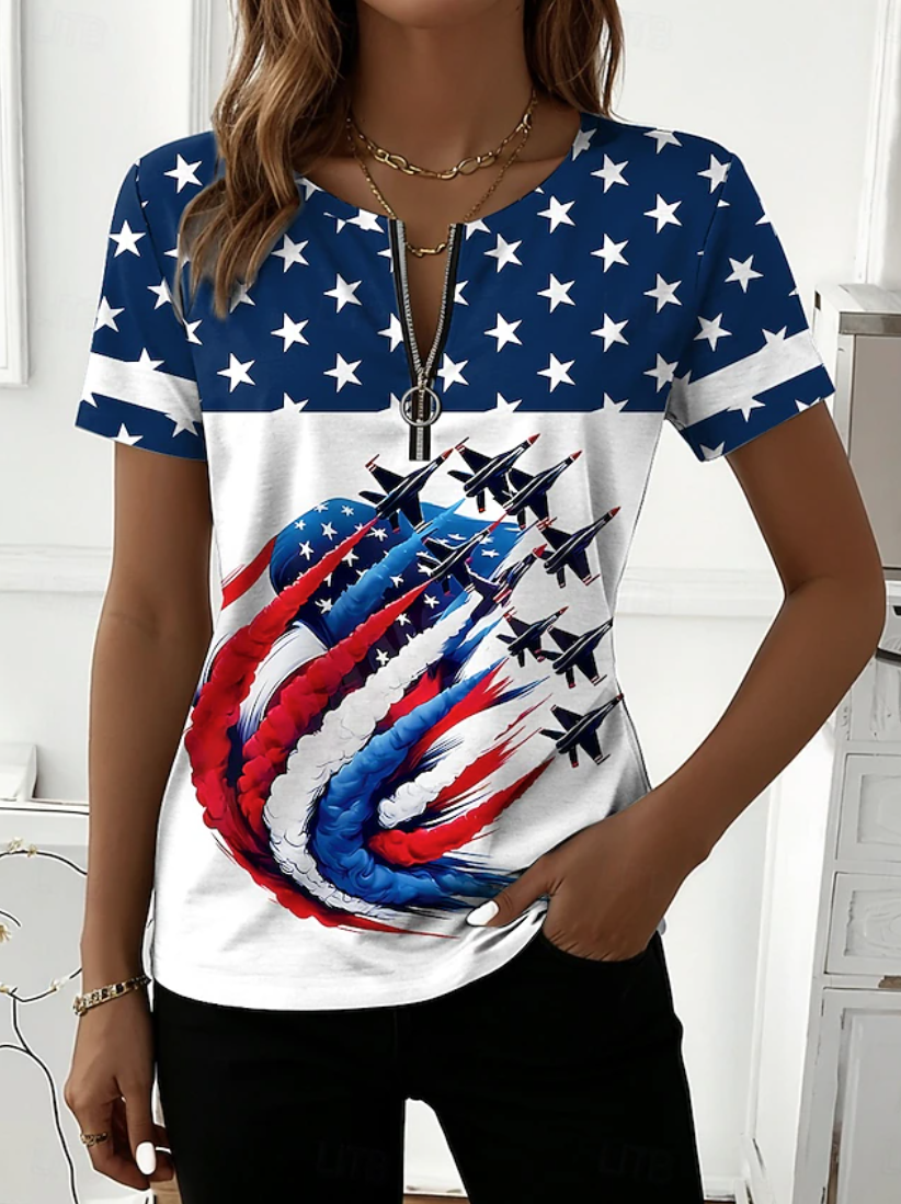 Cotton-Blend Casual Others T-Shirt
