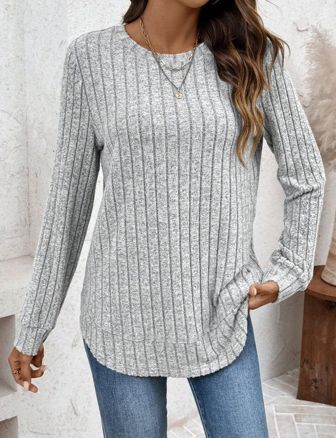 Plain Crew Neck Jersey Casual Knit Top