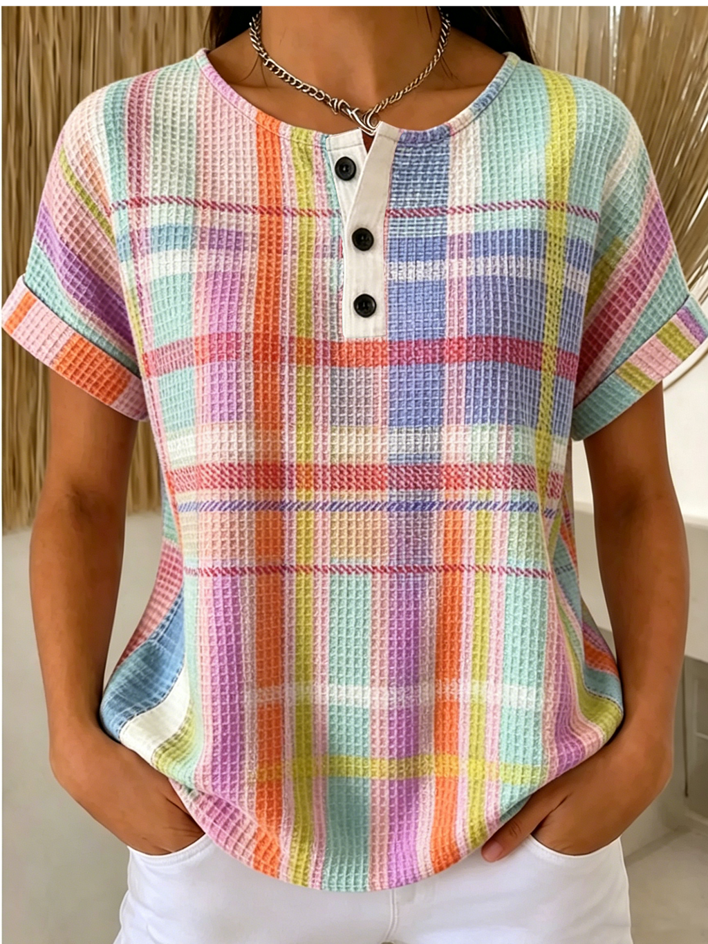 Loose Vintage Others Plaid T-Shirt