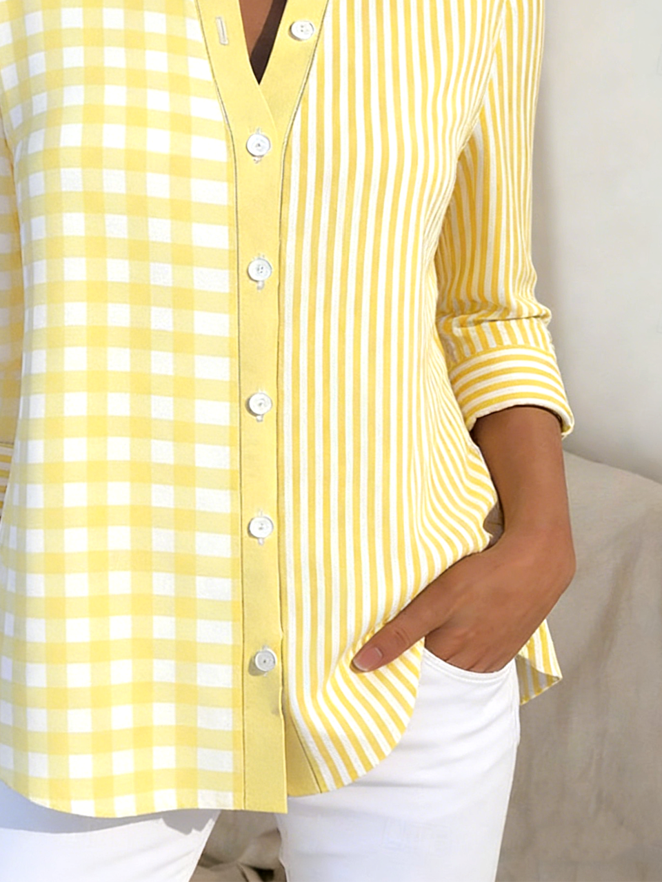 Vintage Shirt Collar Loose Geometric Shirt