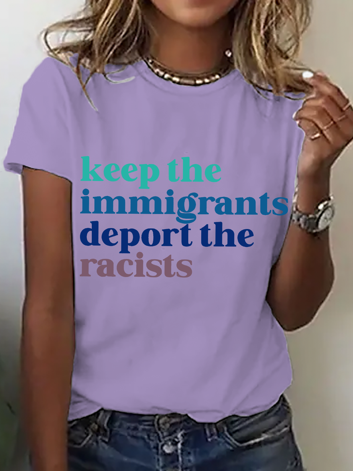Keep The Immigrants Deport The Racists Cotton T-Shirt