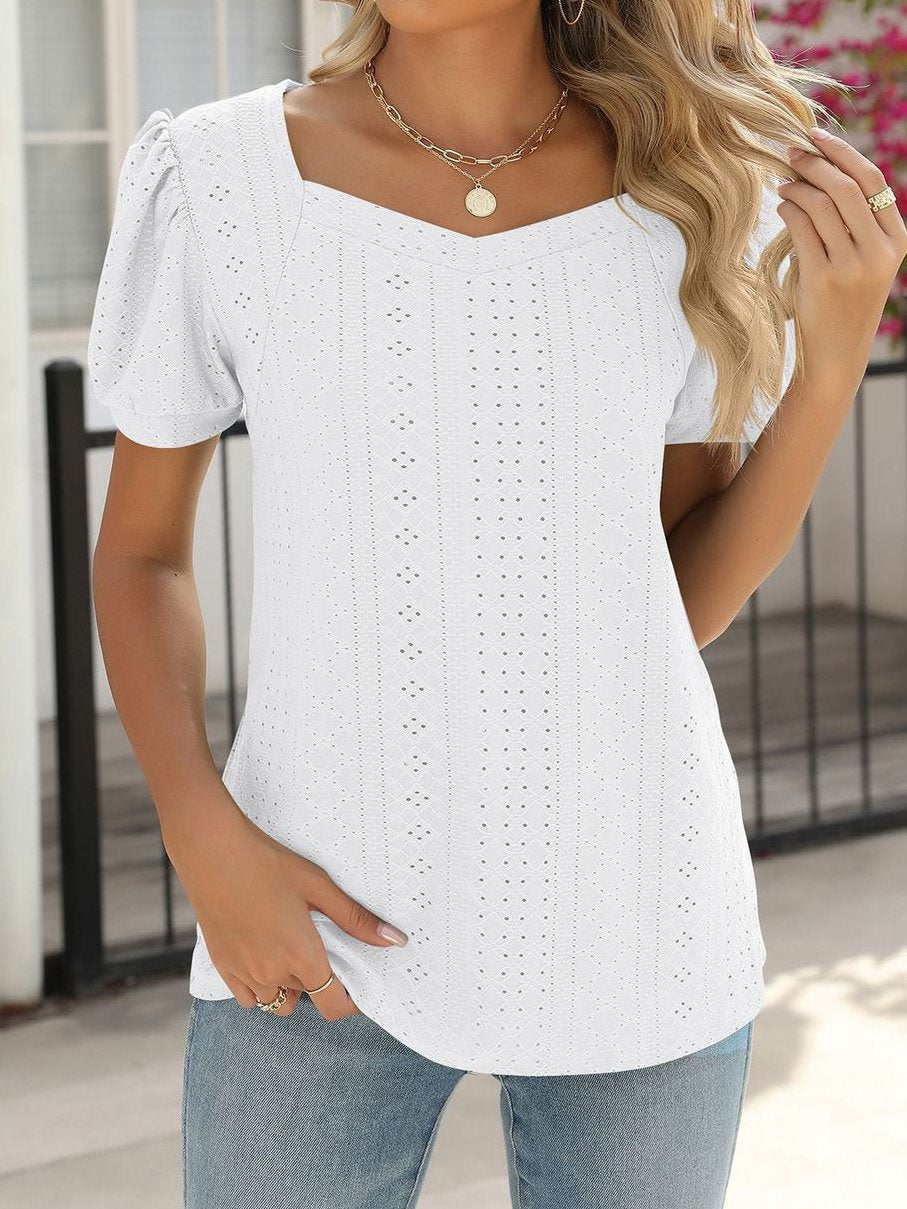 Casual Loose Sweetheart Neckline T-Shirt