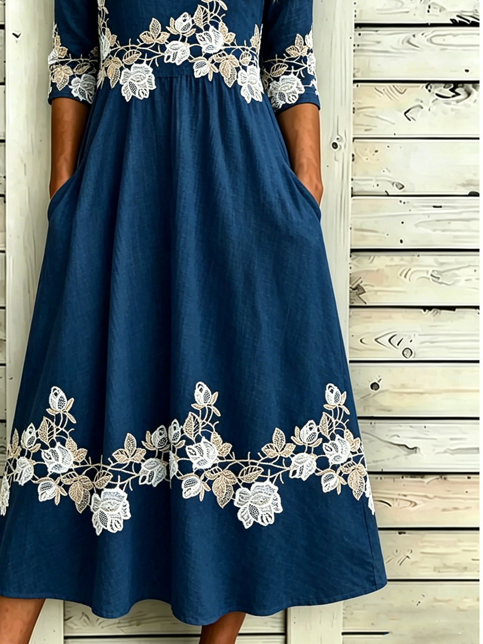 Vintage Others Floral Loose Dress With No