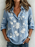 Floral Loose Vintage V Neck Shirt