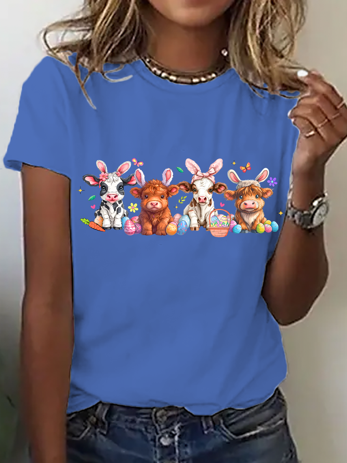Easter Day Cow Cotton T-Shirt