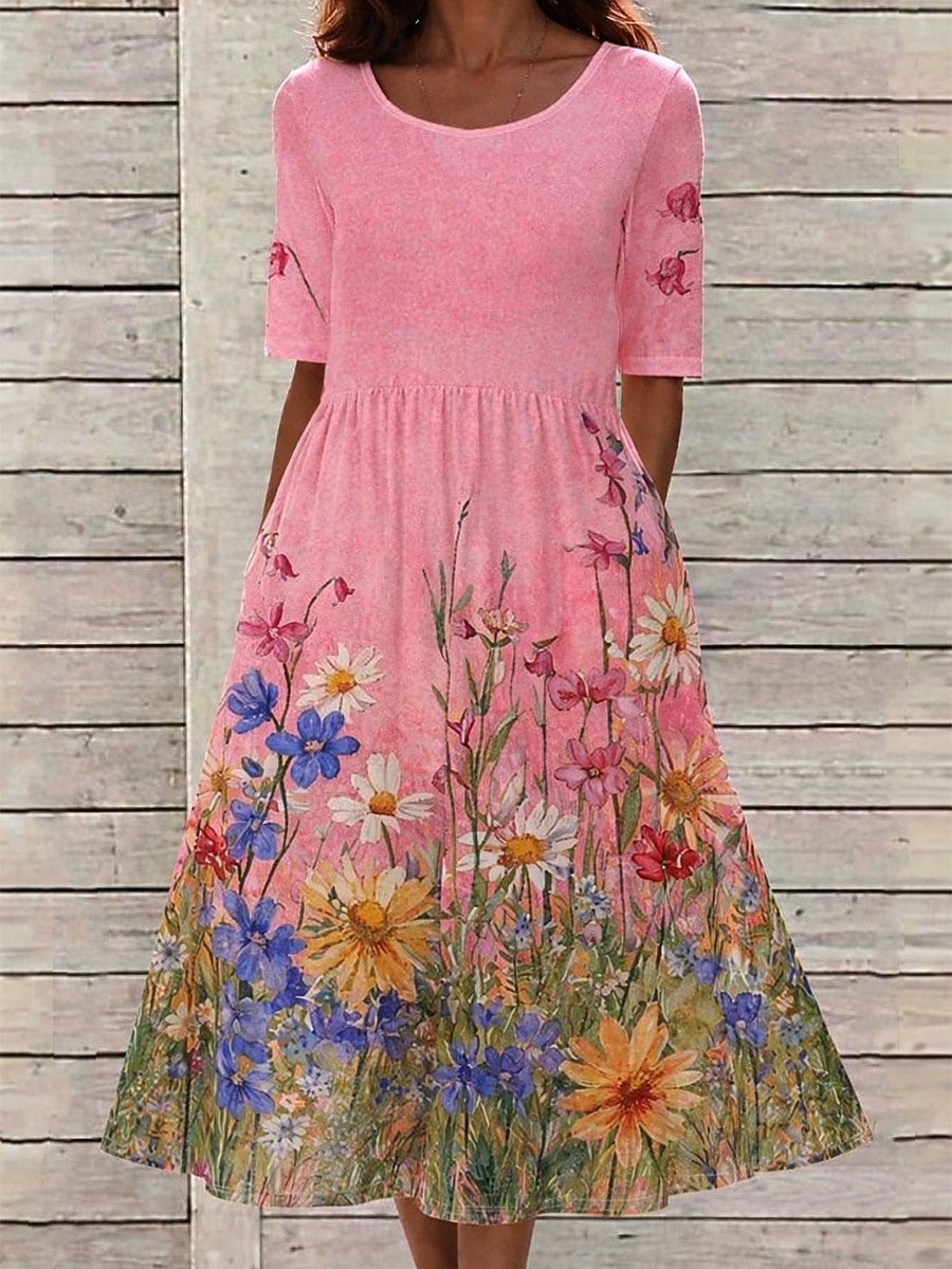 Cotton-Blend Vintage Dress With No
