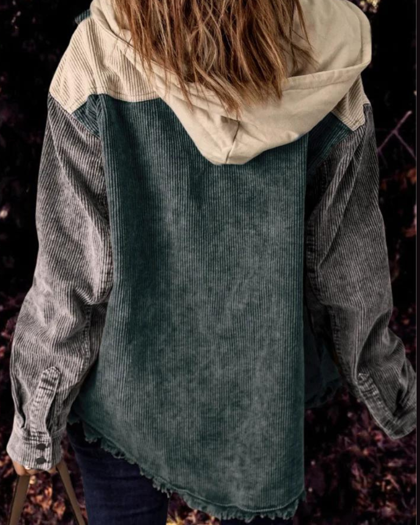 Hoodie Vintage Loose Multicolor Block Jacket