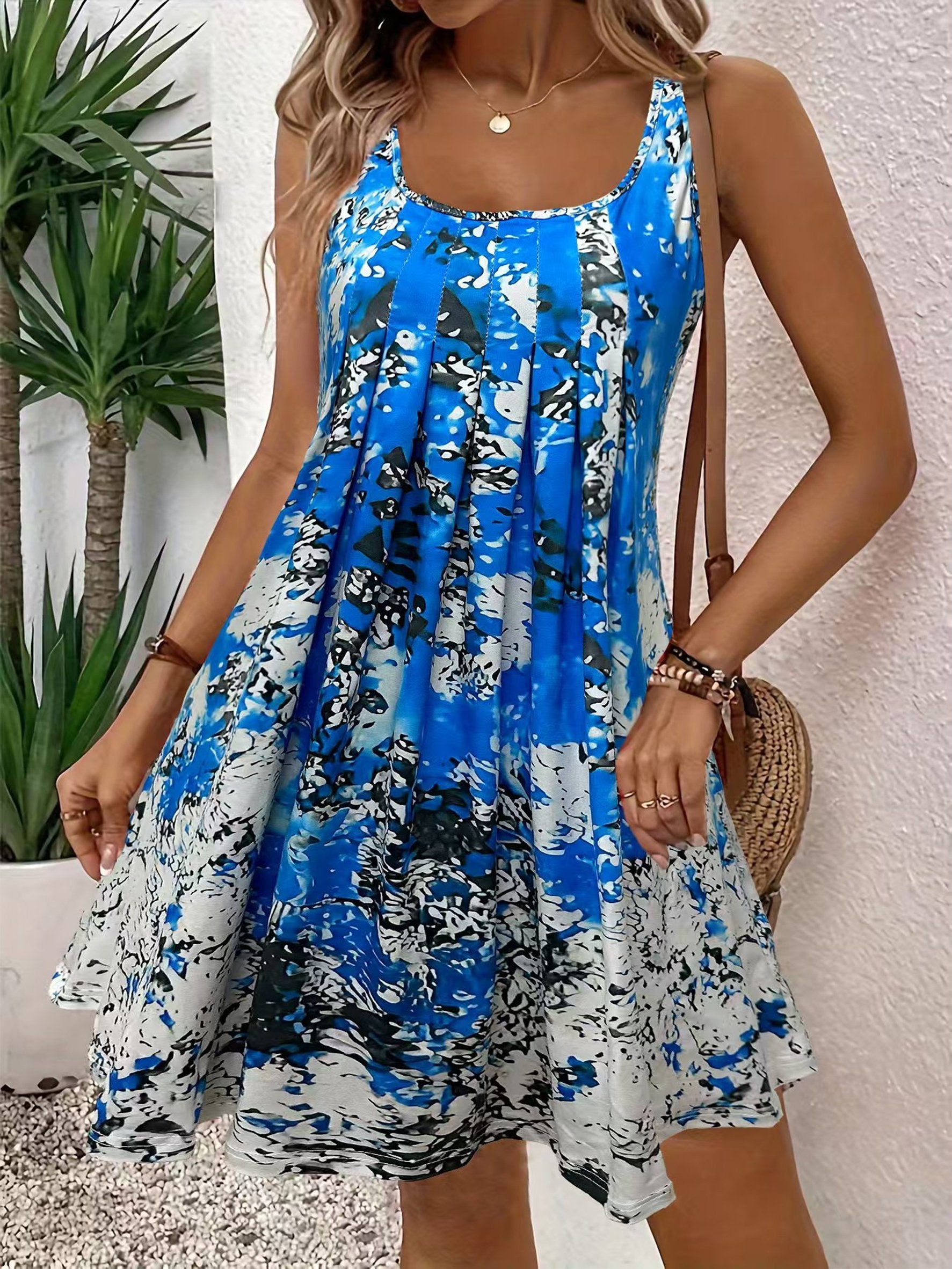 Abstract Print Casual U-Neck Summer Going Out Casual Dress