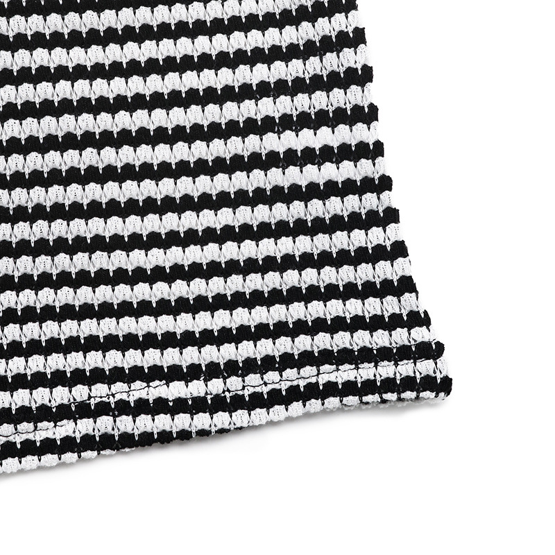 Striped Jersey Texture Fabric Summer Daily Going Out Casual T-Shirt